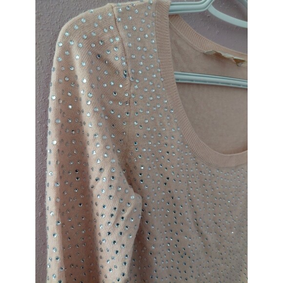 Boston Proper Sweater Women’s XS Light Pink Embellished Rhinestone Pullover - Picture 2 of 11